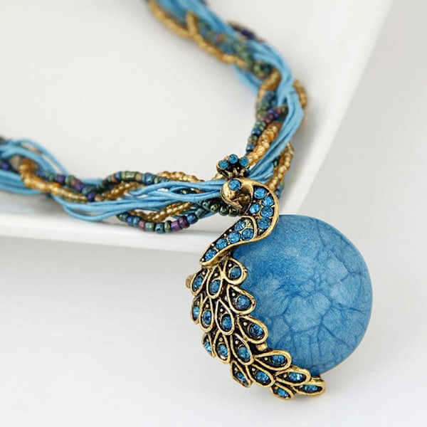 Retro halsband tofshänge BLÅ Blue