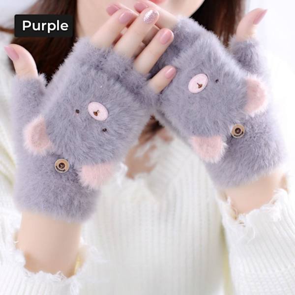 1Pari Fingerless Gloves Half Finger Gloves VILLA purple