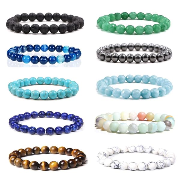 Krystal ædelsten armbånd 7 Chakra Bead Bangle 4 4 4