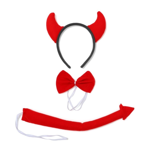 Halloween Devil Costume Sæt Fancy Dress Costume Kit RØD RØD Red