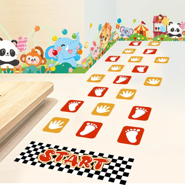 Hopscotch Game Floor Stickers Hands And Feet Print