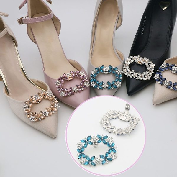 Rhinestone Shoe Clip Shiny Dekorativ Clip GRÅ Grey