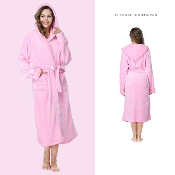 Badekåbe med hætte Badehåndklæde PINK L pink L