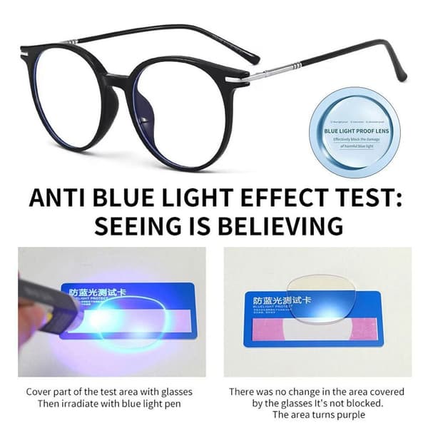 Anti-Blue Light Glasses Pyöreät silmälasit MUSTA Black