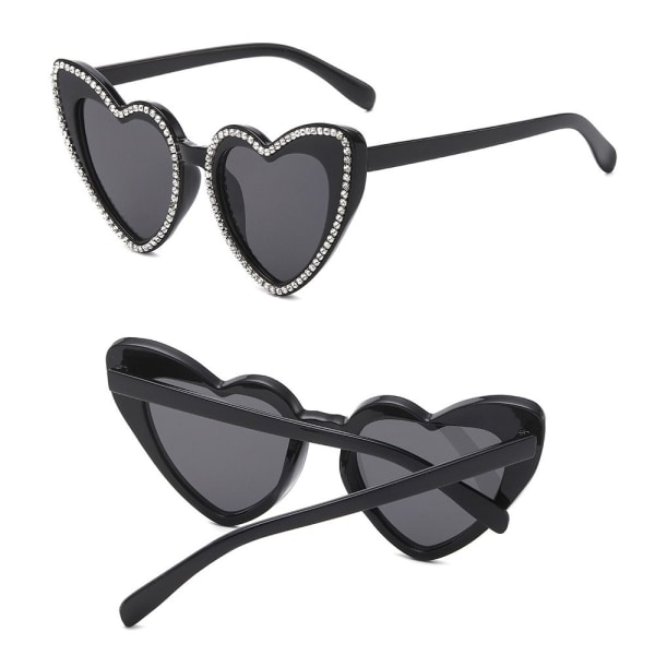 Diamond Heart Solbriller Hjerteformede Solbriller SORT Black