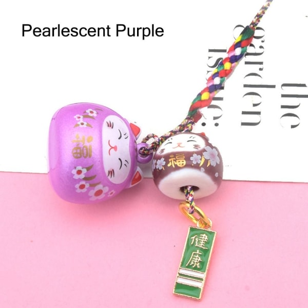 Dobbelt Lucky Cat Pendant Japansk Lucky Cat Cat Ornamenter Pearlescent Purple