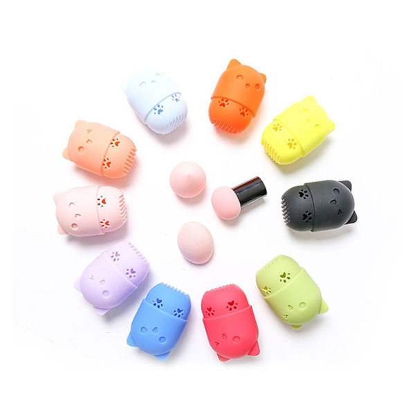 2 STK Powder Puff Holder Makeup Svampbeholder ORANSJE orange