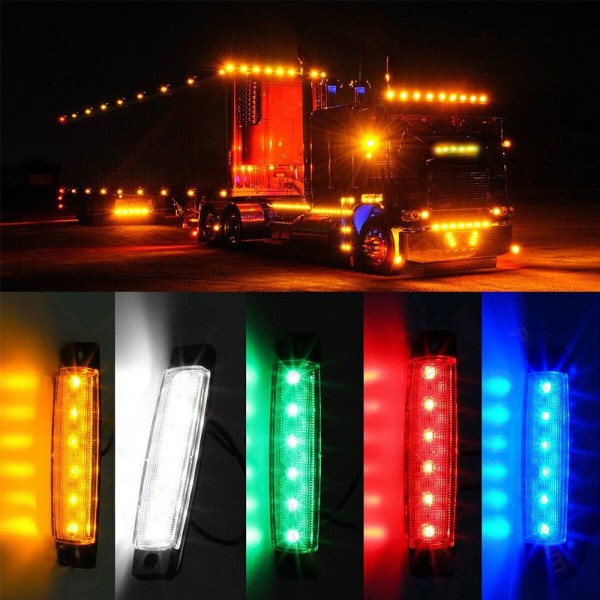 4 STK LED-sidemarkeringsindikatorlys Varselbaklys GUL Yellow 12V-12V