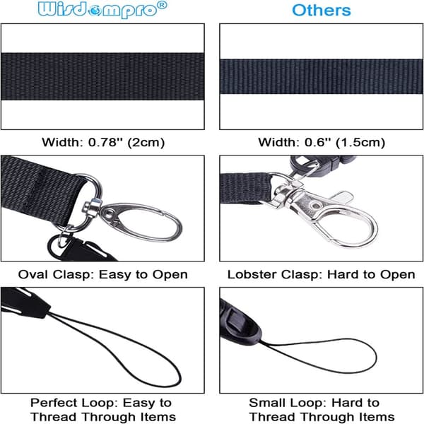 5-pack nøkkelring Høykvalitets lanyard roterbar spenne