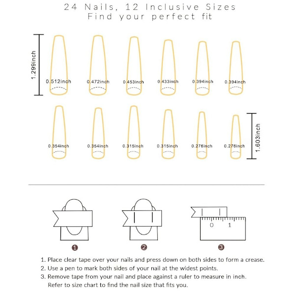 24 stk falske negle lange franske JP2321 JP2321 JP2321