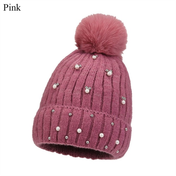 Vintermössa Stickad Cap ROSA pink