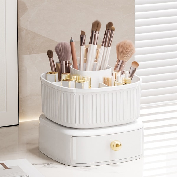 Makeup Børste Holder Kosmetisk Opbevaringsboks HVID White
