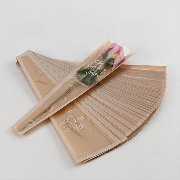 20/30 STK Rose Packing Sleeve Bag Buket Pakkepose BRUN Brown Single-Single