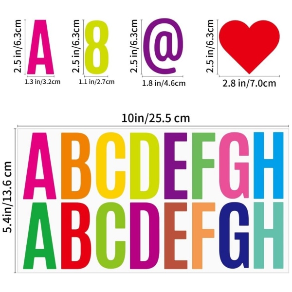 400st stora bokstäver Klistermärken Alfabetsnummer Set