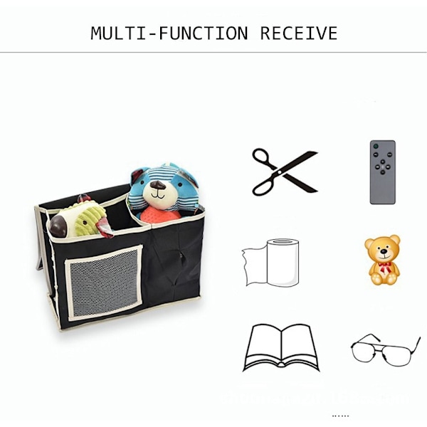 Bedside Multi Pocket Magasiner Opbevaringslommer SORT Black