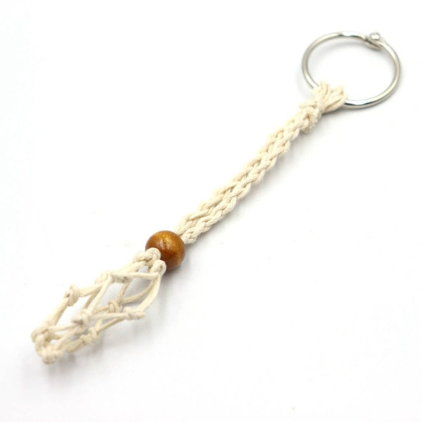 Tom Stenholder Nøglering Krystal Healing Stone Net Nøglering Beige