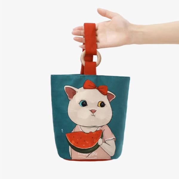 Dejlig Cat Bucket Bag Cylinder Tasker SORT KAT SORT KAT black cat
