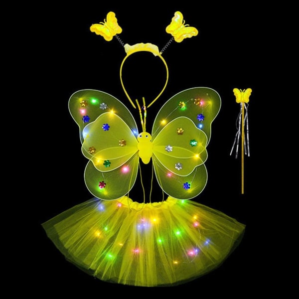 LED børnekostume rekvisitter piger nederdele Angel Luminous Wings yellow pattern 1