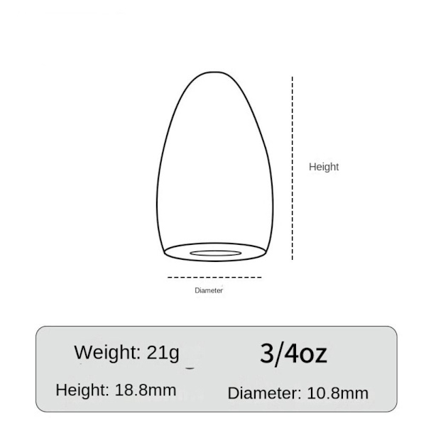 1/2/3/4/5stk Fiske Tungsten fallsynke 21G-1PC 21G-1PC 21g-1pc