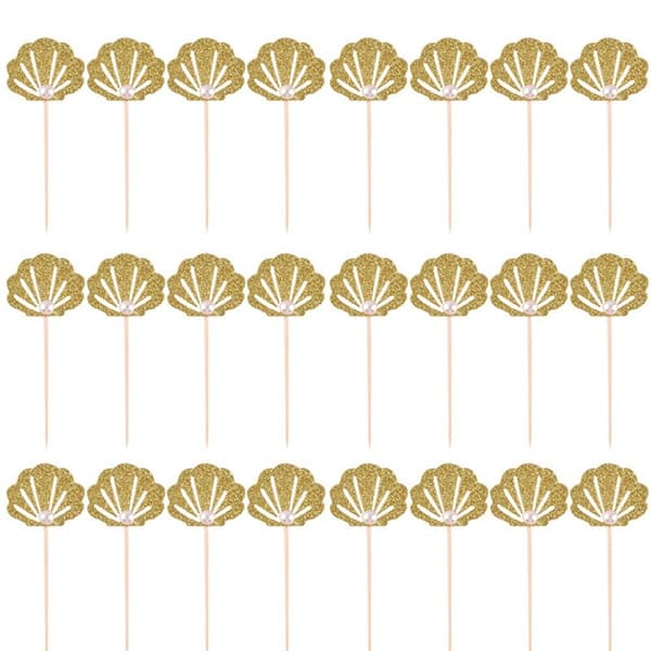 24st Cupcake Topper Tårta Topp Flagga SEASHELL SEASHELL Seashells