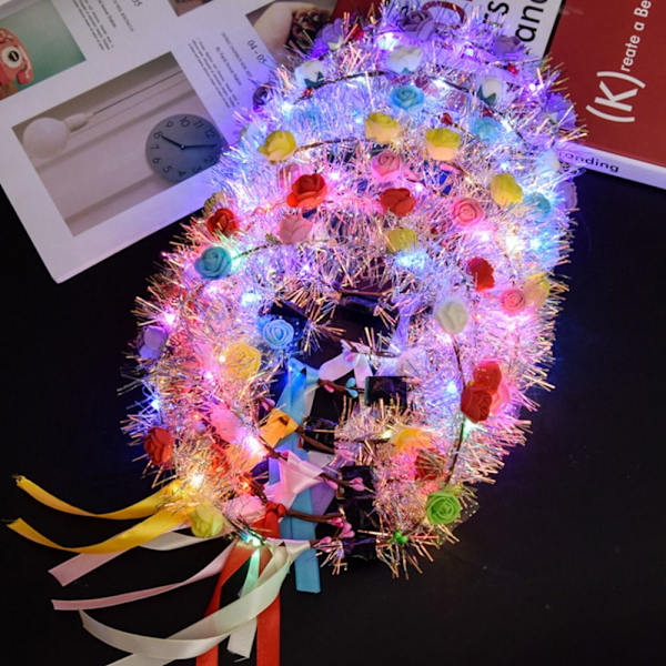 2kpl Hehkuva LED-seppele Halloween-kruunukukka-joulujuhla