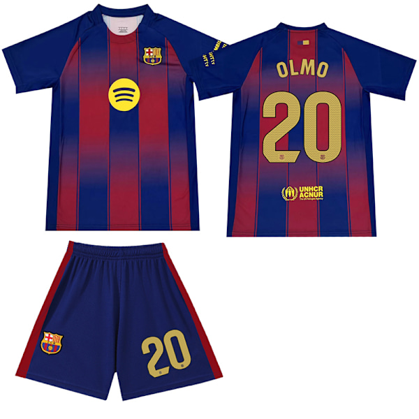 2025-2026 Barcelona Hjemmebane børnefodboldtrøje nr. 20 Olmo Adult XS