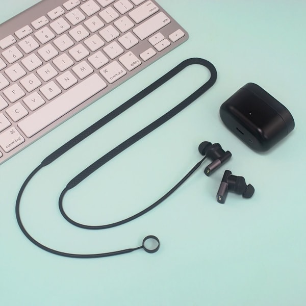 2kpl Earbuds Anti Lost Strap -kuulokkeen köysi MUSTA black