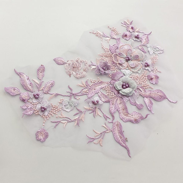 Brudekjole Trim Broderi Tyll Applikasjon Perle LYS LILLA Light Purple