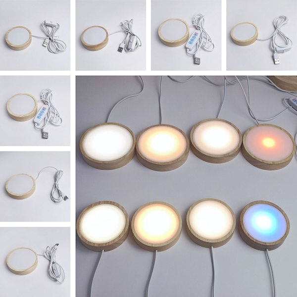 LED-lys Dispaly Base Krystallkuleholder 8CMTHREE FARGER 8cmThree Colors