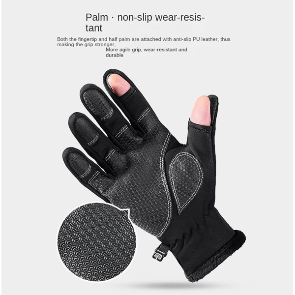 Taktiske vinterhandsker Opvarmede fleecinghandsker SORT M BLACK M