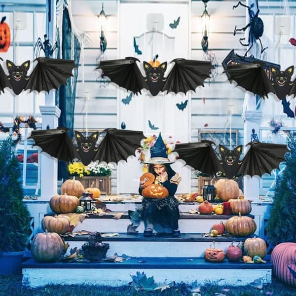2 stk Halloween papir flagermus hængende græskar hat vedhæng E E E