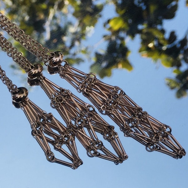 Crystal Holder Cage Necklace Crystal Net Metal Necklace M M