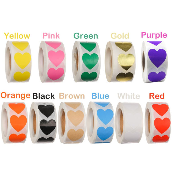 500 st Love Heart Shaped Seal Labels Sticker GULD gold