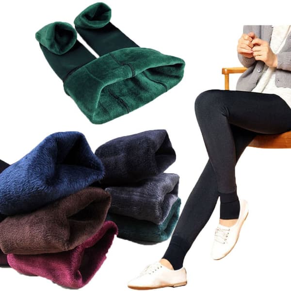 Kvinnor Solid Vinter Varm Fleece Fodrade Thermal Leggings KAFFE coffee