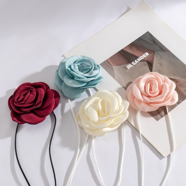 Rose Flower Choker Rose Choker Halskæde HVID 145-150CM WHITE 145-150CM