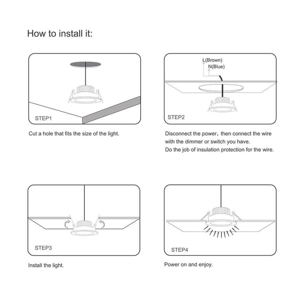 4stk Retrofit Downlight Dimbar LED Innfelt Belysning Led