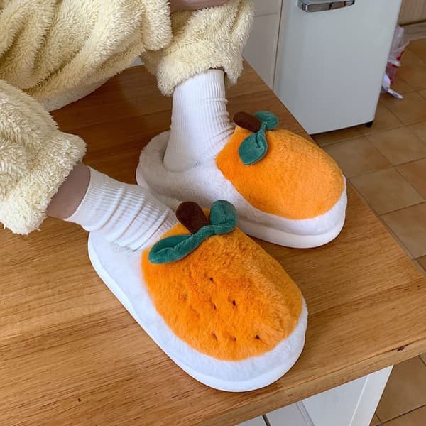 Plysch Orange Bomull Dam Vinter Sovrumstofflor 40-41 40-41