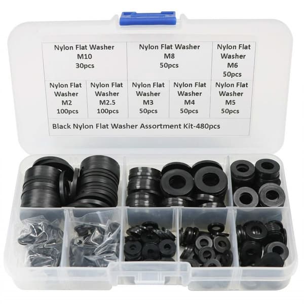 480 st Nylonbrickor Platt Bricka Sortimentskit Nylonpackningar
