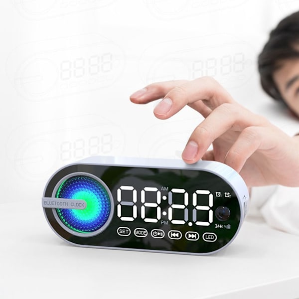 Digital väckarklocka Bluetooth högtalare VIT white