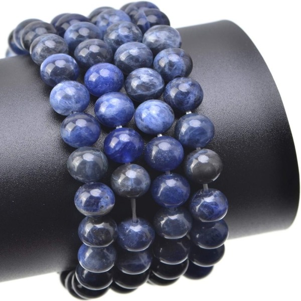 Naturlige blå sodalittperler runde løse perler blå aventurin