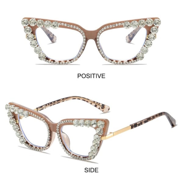 Dame Rhinestone Cat Eye Clear Lens Briller Damebriller C5