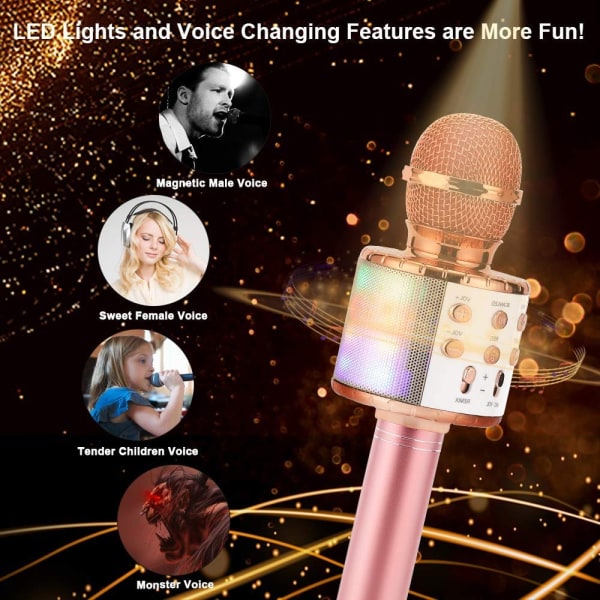 Trådløs karaokemikrofon Bluetooth-høyttaler ROSA pink