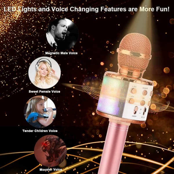 Trådløs karaokemikrofon Bluetooth-høyttaler ROSA pink