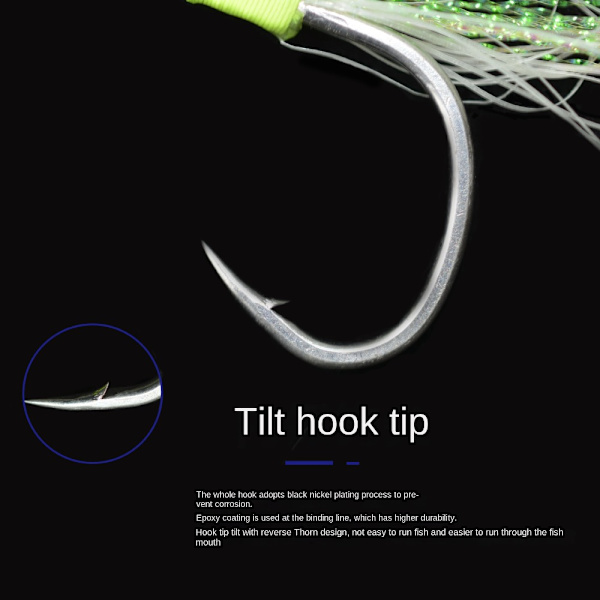 Fjer fiskekroge med line to kroge 2/0-2 STK 2/0-2 STK 2/0-2pcs