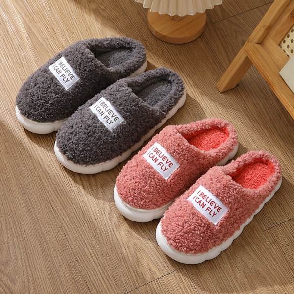 Fuffy Fur Tofflor Plysch Flat Tofflor GRÅ 40-41 Grey 40-41