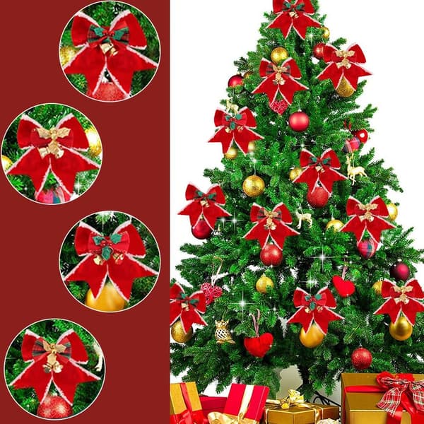 4 ST Julgransdekorationer Julklockrosett B B B