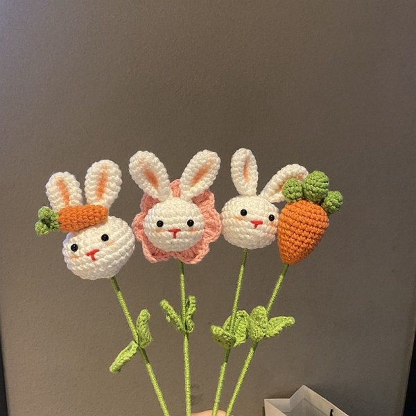 Kanin Virkade Blommor Handstickad konstgjorda blombukett Style 4
