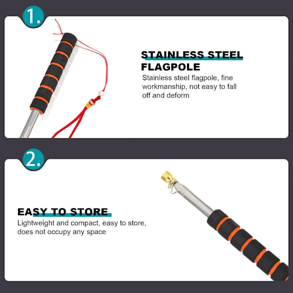 1,6/2/2,5/3M Teleskopisk Flagstang Tour Guide Flagstang 01-2M 01-2M