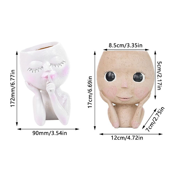 Girl Face Head Staty Docka Blomkruka A A A