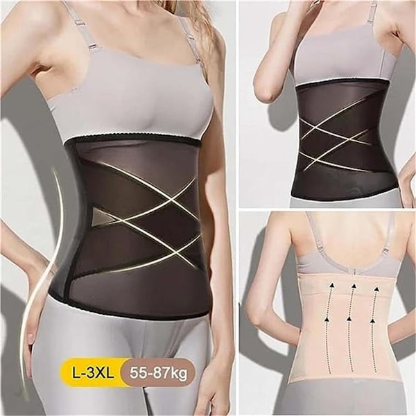 Cross Mesh Bælte Crossover Abdominal Formning SORT M Black M